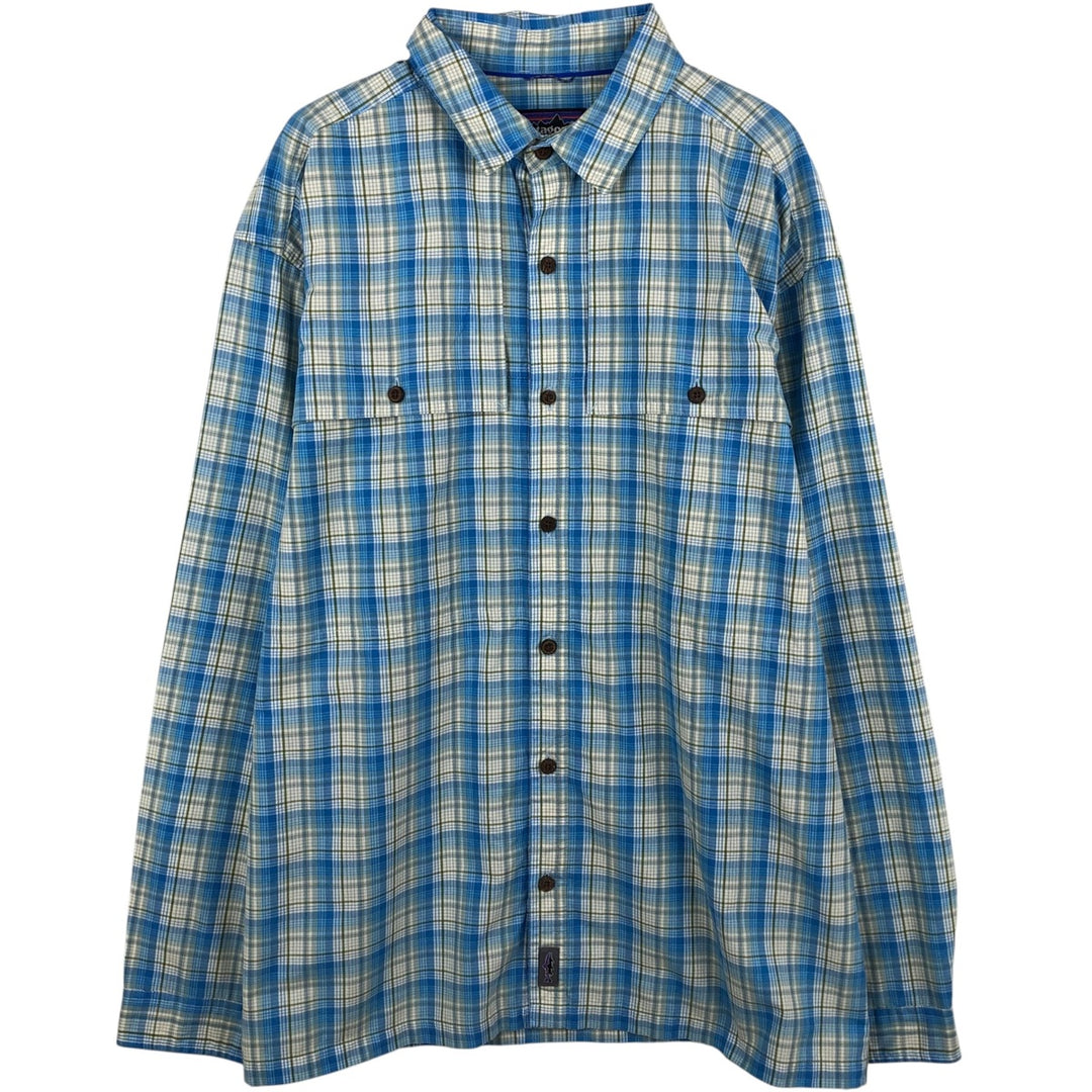 Patagonia 52181SP18 Long-Sleeve Cotton Check Shirt, Men's Size XL (approx.) cotton Blue type light blue Vintage Second Hand