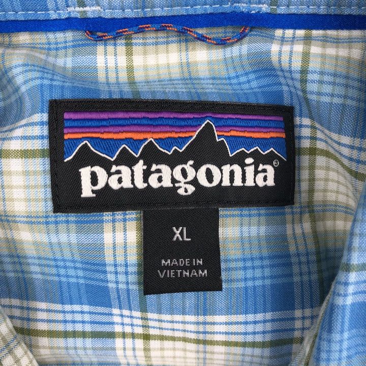 Patagonia 52181SP18 Long-Sleeve Cotton Check Shirt, Men's Size XL (approx.) cotton Blue type light blue Vintage Second Hand
