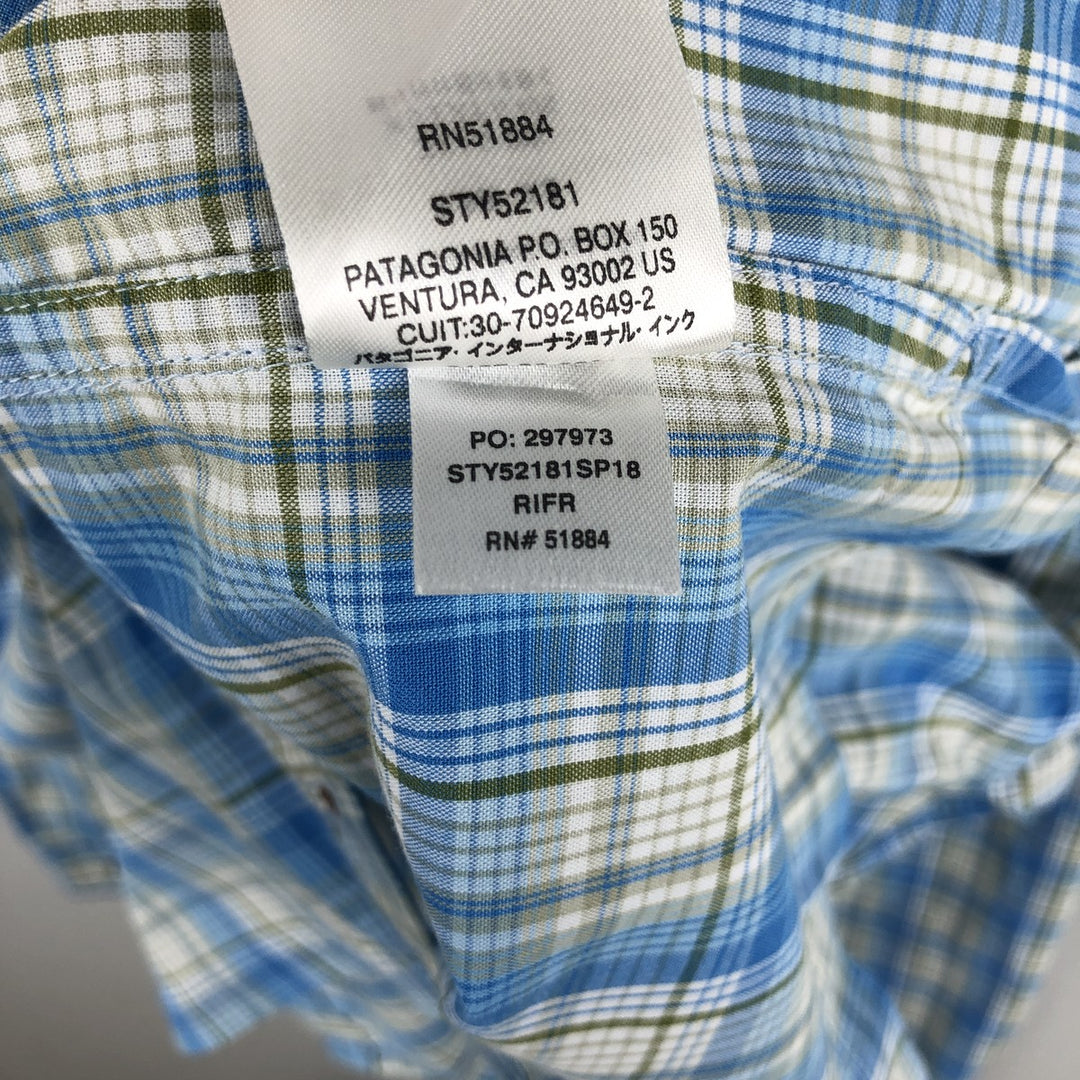 Patagonia 52181SP18 Long-Sleeve Cotton Check Shirt, Men's Size XL (approx.) cotton Blue type light blue Vintage Second Hand