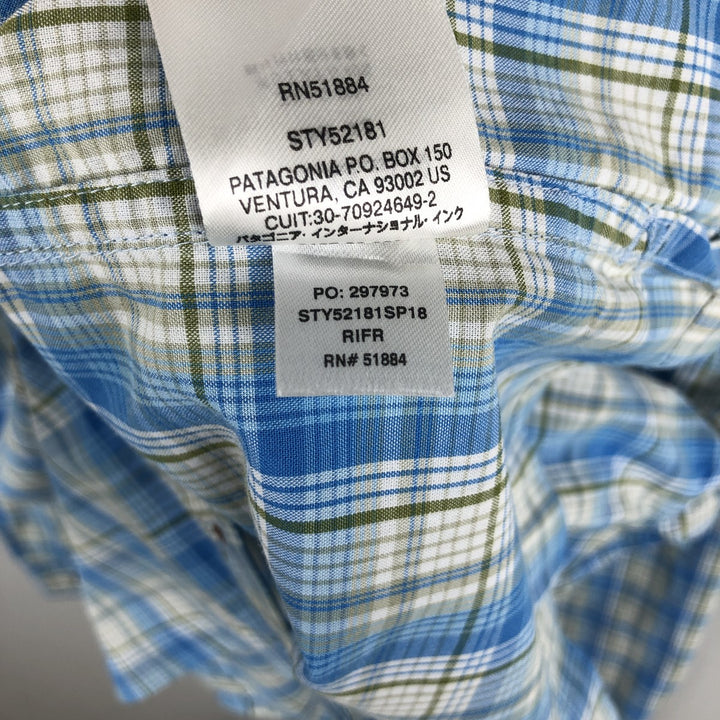 Patagonia 52181SP18 Long-Sleeve Cotton Check Shirt, Men's Size XL (approx.) cotton Blue type light blue Vintage Second Hand