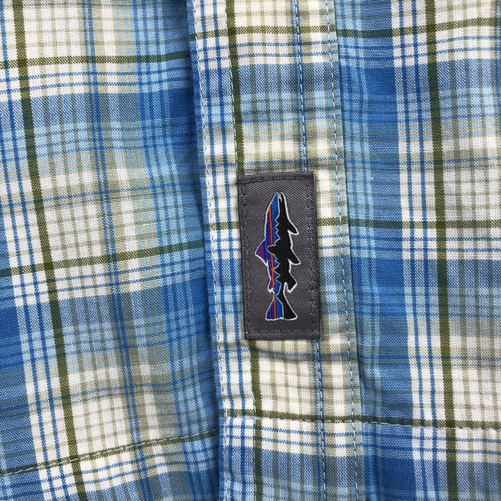 Patagonia 52181SP18 Long-Sleeve Cotton Check Shirt, Men's Size XL (approx.) cotton Blue type light blue Vintage Second Hand