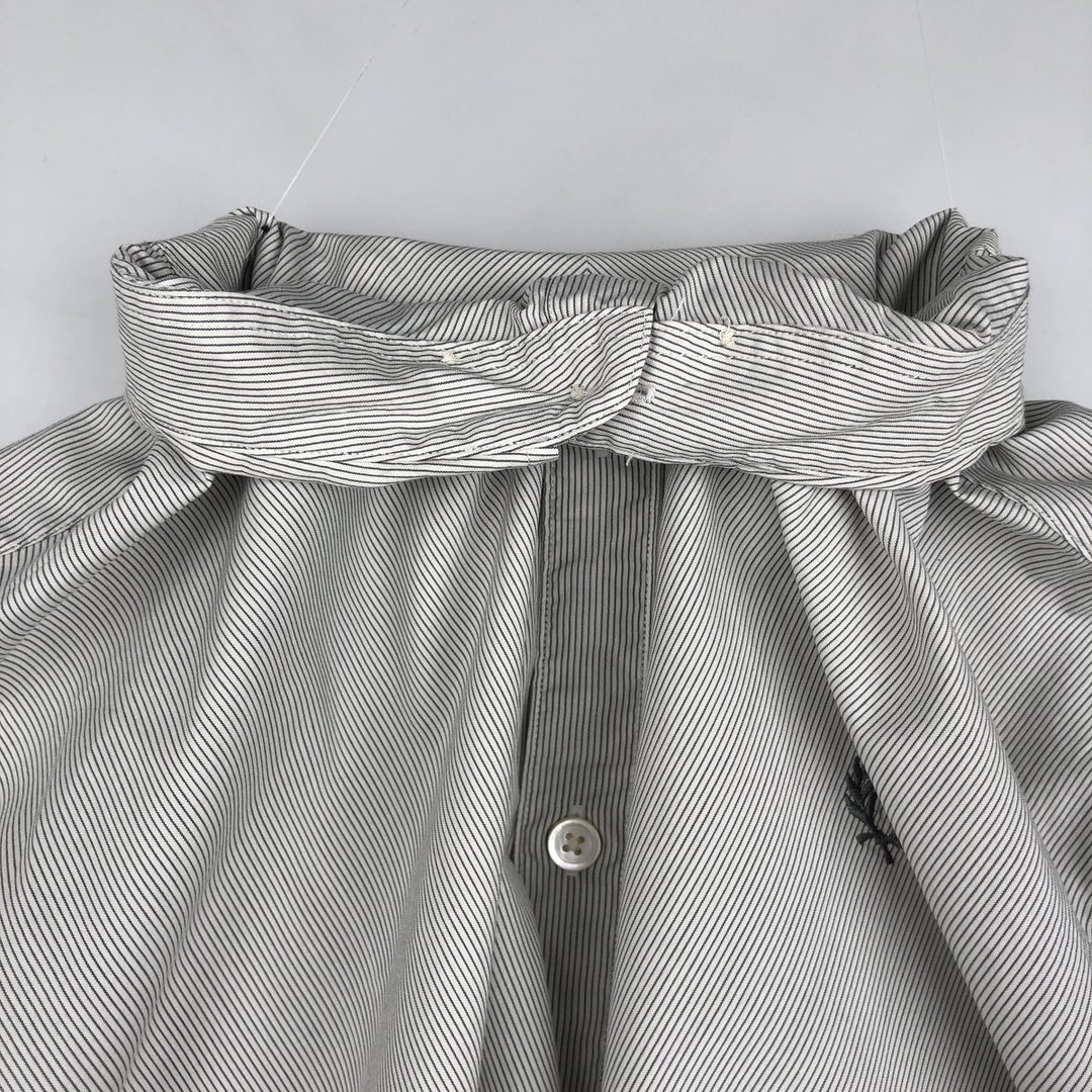 Fred Perry Slim Fit Long-Sleeve Button-Down Striped Shirt (Men's Size L) cotton white type Vintage Second Hand