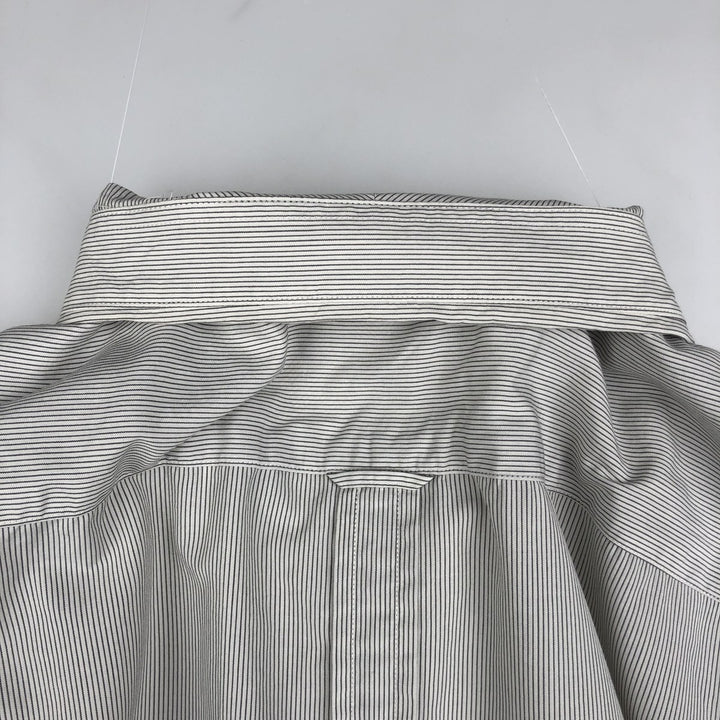 Fred Perry Slim Fit Long-Sleeve Button-Down Striped Shirt (Men's Size L) cotton white type Vintage Second Hand