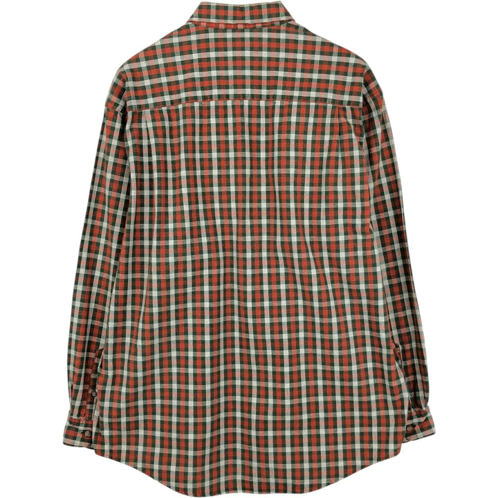 90s~ Eddie Bauer Long Sleeve Button-Down Check Shirt, Men's Size L, Vintage cotton red type Vintage Second Hand