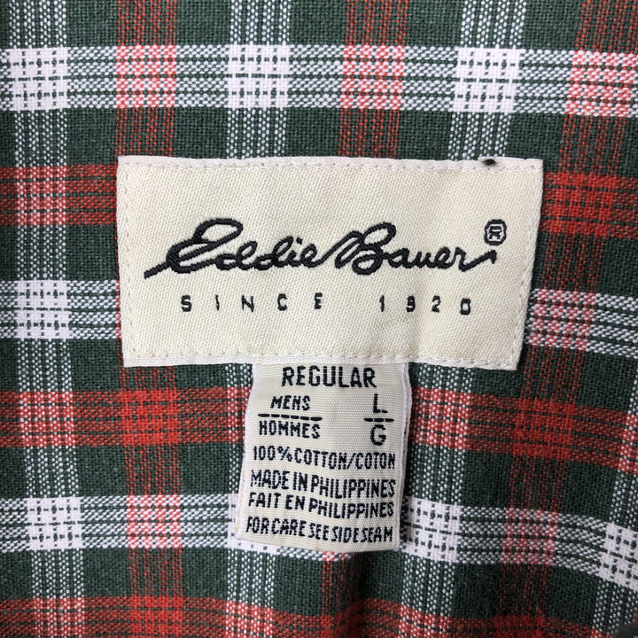 90s~ Eddie Bauer Long Sleeve Button-Down Check Shirt, Men's Size L, Vintage cotton red type Vintage Second Hand