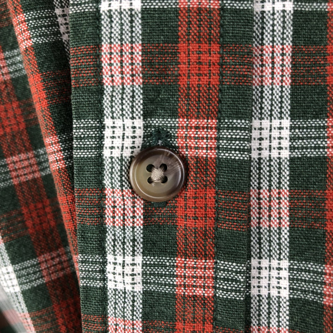 90s~ Eddie Bauer Long Sleeve Button-Down Check Shirt, Men's Size L, Vintage cotton red type Vintage Second Hand