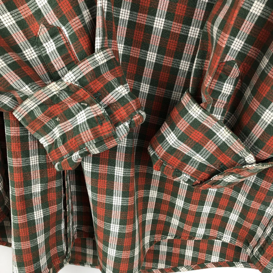 90s~ Eddie Bauer Long Sleeve Button-Down Check Shirt, Men's Size L, Vintage cotton red type Vintage Second Hand
