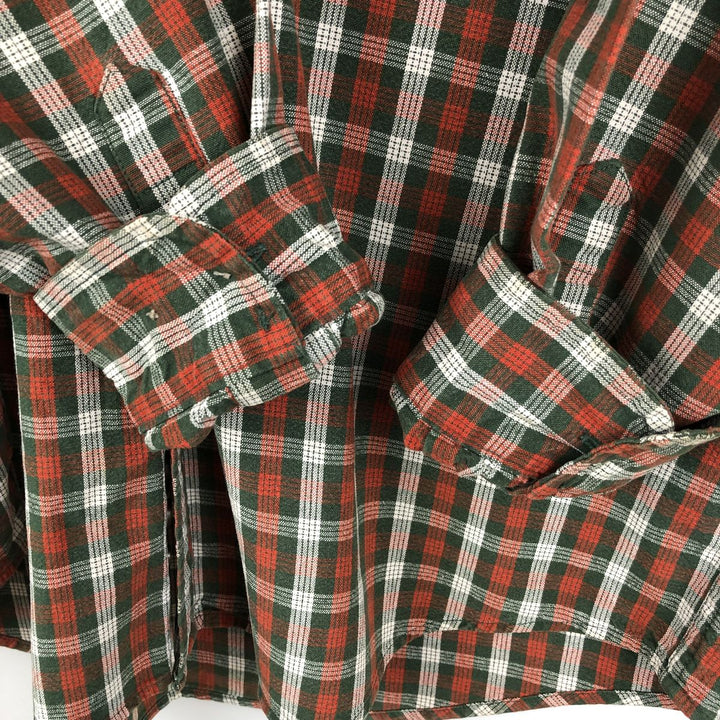 90s~ Eddie Bauer Long Sleeve Button-Down Check Shirt, Men's Size L, Vintage cotton red type Vintage Second Hand