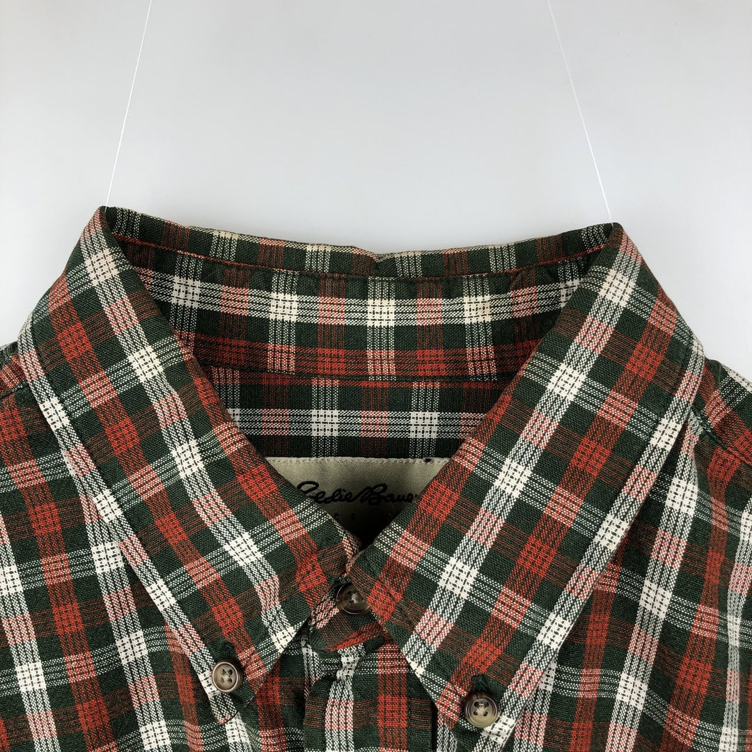 90s~ Eddie Bauer Long Sleeve Button-Down Check Shirt, Men's Size L, Vintage cotton red type Vintage Second Hand