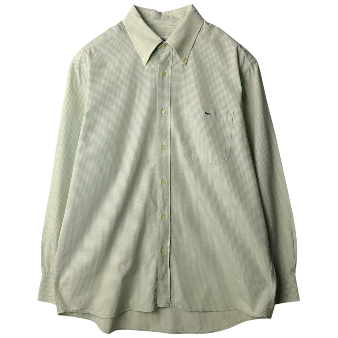 2000'S Lacoste Long-Sleeve Button-Down Check Shirt, Men's Size XL cotton green type yellow green Vintage Second Hand