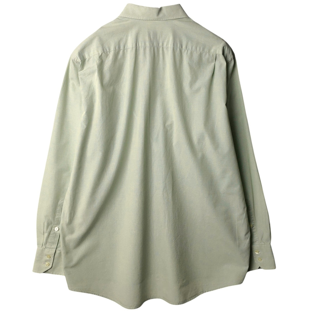 2000'S Lacoste Long-Sleeve Button-Down Check Shirt, Men's Size XL cotton green type yellow green Vintage Second Hand