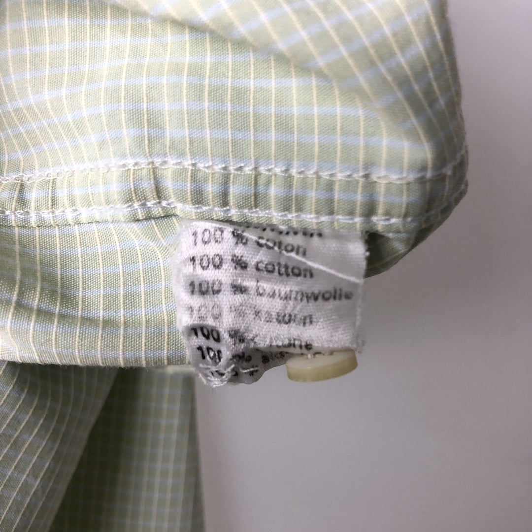 2000'S Lacoste Long-Sleeve Button-Down Check Shirt, Men's Size XL cotton green type yellow green Vintage Second Hand