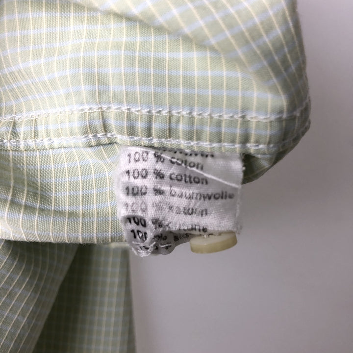 2000'S Lacoste Long-Sleeve Button-Down Check Shirt, Men's Size XL cotton green type yellow green Vintage Second Hand