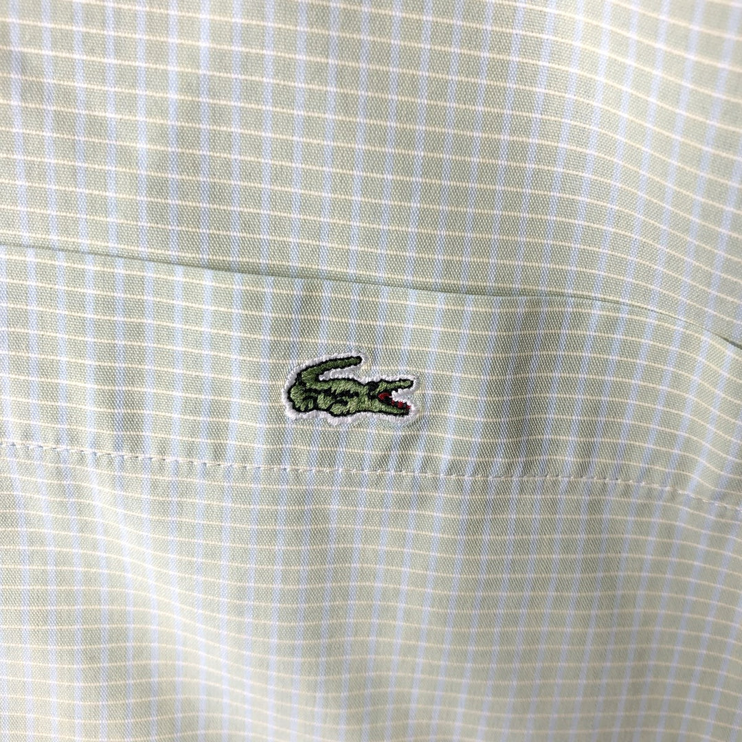 2000'S Lacoste Long-Sleeve Button-Down Check Shirt, Men's Size XL cotton green type yellow green Vintage Second Hand