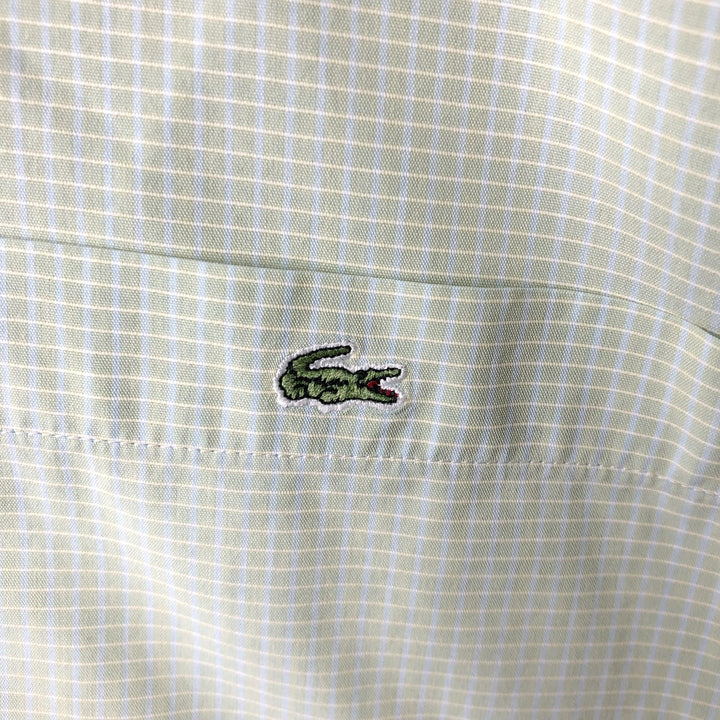 2000'S Lacoste Long-Sleeve Button-Down Check Shirt, Men's Size XL cotton green type yellow green Vintage Second Hand