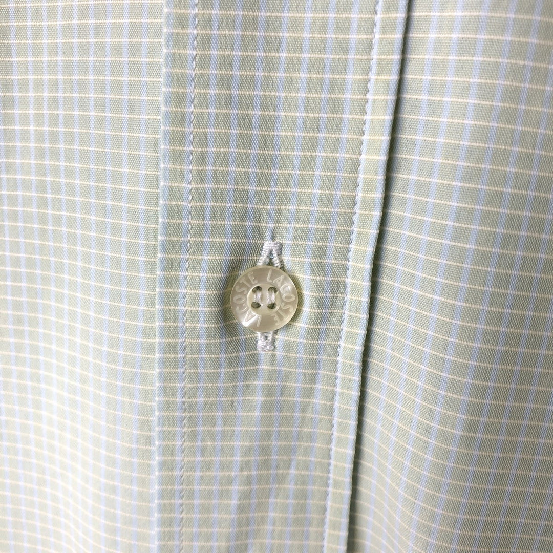 2000'S Lacoste Long-Sleeve Button-Down Check Shirt, Men's Size XL cotton green type yellow green Vintage Second Hand