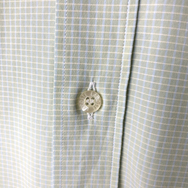2000'S Lacoste Long-Sleeve Button-Down Check Shirt, Men's Size XL cotton green type yellow green Vintage Second Hand