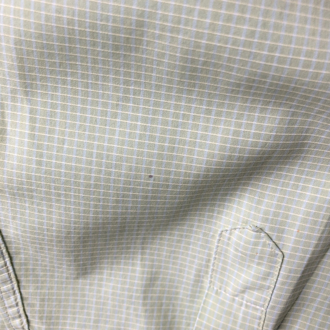 2000'S Lacoste Long-Sleeve Button-Down Check Shirt, Men's Size XL cotton green type yellow green Vintage Second Hand