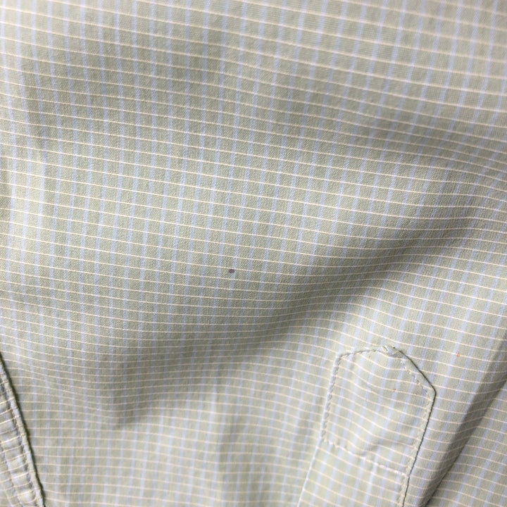2000'S Lacoste Long-Sleeve Button-Down Check Shirt, Men's Size XL cotton green type yellow green Vintage Second Hand