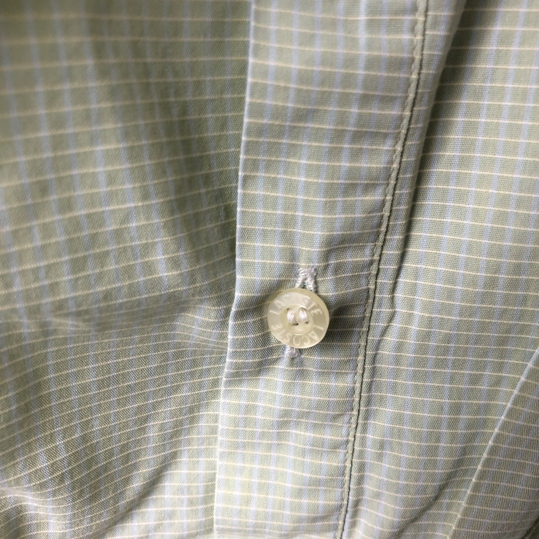 2000'S Lacoste Long-Sleeve Button-Down Check Shirt, Men's Size XL cotton green type yellow green Vintage Second Hand