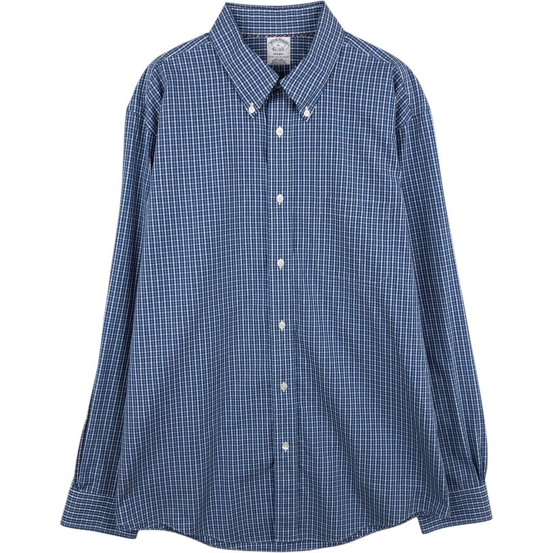 Brooks Brothers Est.1818 REGENT Long Sleeve Button-Down Check Shirt Men's XL cotton Blue type light blue Vintage Second Hand