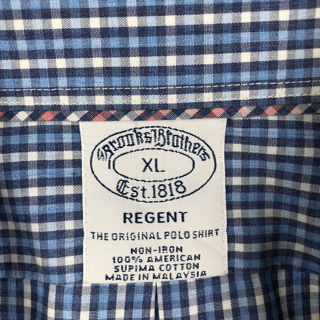 Brooks Brothers Est.1818 REGENT Long Sleeve Button-Down Check Shirt Men's XL cotton Blue type light blue Vintage Second Hand