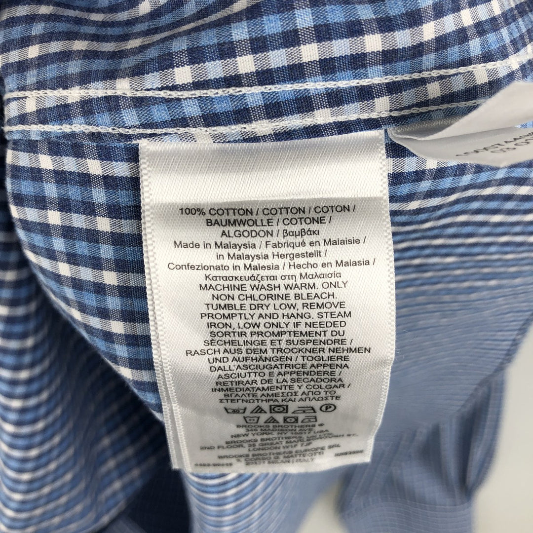 Brooks Brothers Est.1818 REGENT Long Sleeve Button-Down Check Shirt Men's XL cotton Blue type light blue Vintage Second Hand