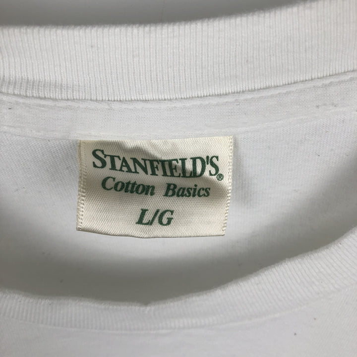 90'S STANFIELED'S Printed T-Shirt, Made in Canada, Men's Size L (approx.), Vintage cotton white type Vintage Second Hand