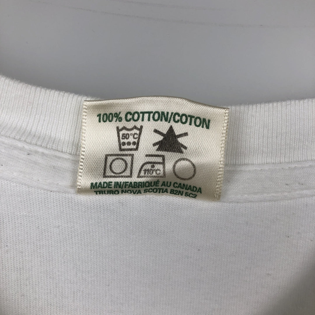 90'S STANFIELED'S Printed T-Shirt, Made in Canada, Men's Size L (approx.), Vintage cotton white type Vintage Second Hand