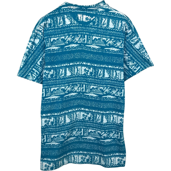 90'S Anvil All-Over Print T-Shirt, Made in USA, Men's Size L (Equivalent), Vintage cotton Blue type light blue Vintage Second Hand