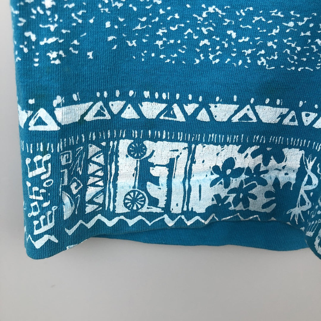 90'S Anvil All-Over Print T-Shirt, Made in USA, Men's Size L (Equivalent), Vintage cotton Blue type light blue Vintage Second Hand