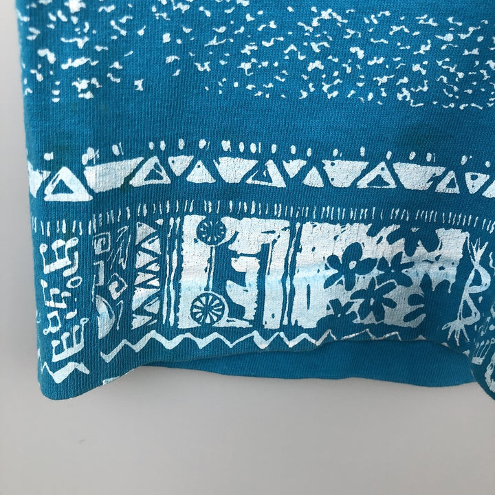 90'S Anvil All-Over Print T-Shirt, Made in USA, Men's Size L (Equivalent), Vintage cotton Blue type light blue Vintage Second Hand