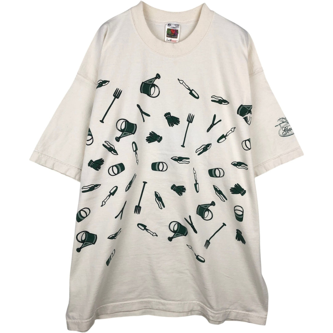 2000'S Fruit of the Loom Lofteez Print T-Shirt, Made in USA, Men's Size XL (approx.) cotton white type Vintage Second Hand