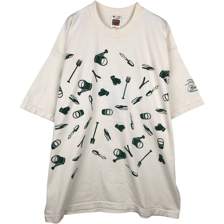 2000'S Fruit of the Loom Lofteez Print T-Shirt, Made in USA, Men's Size XL (approx.) cotton white type Vintage Second Hand