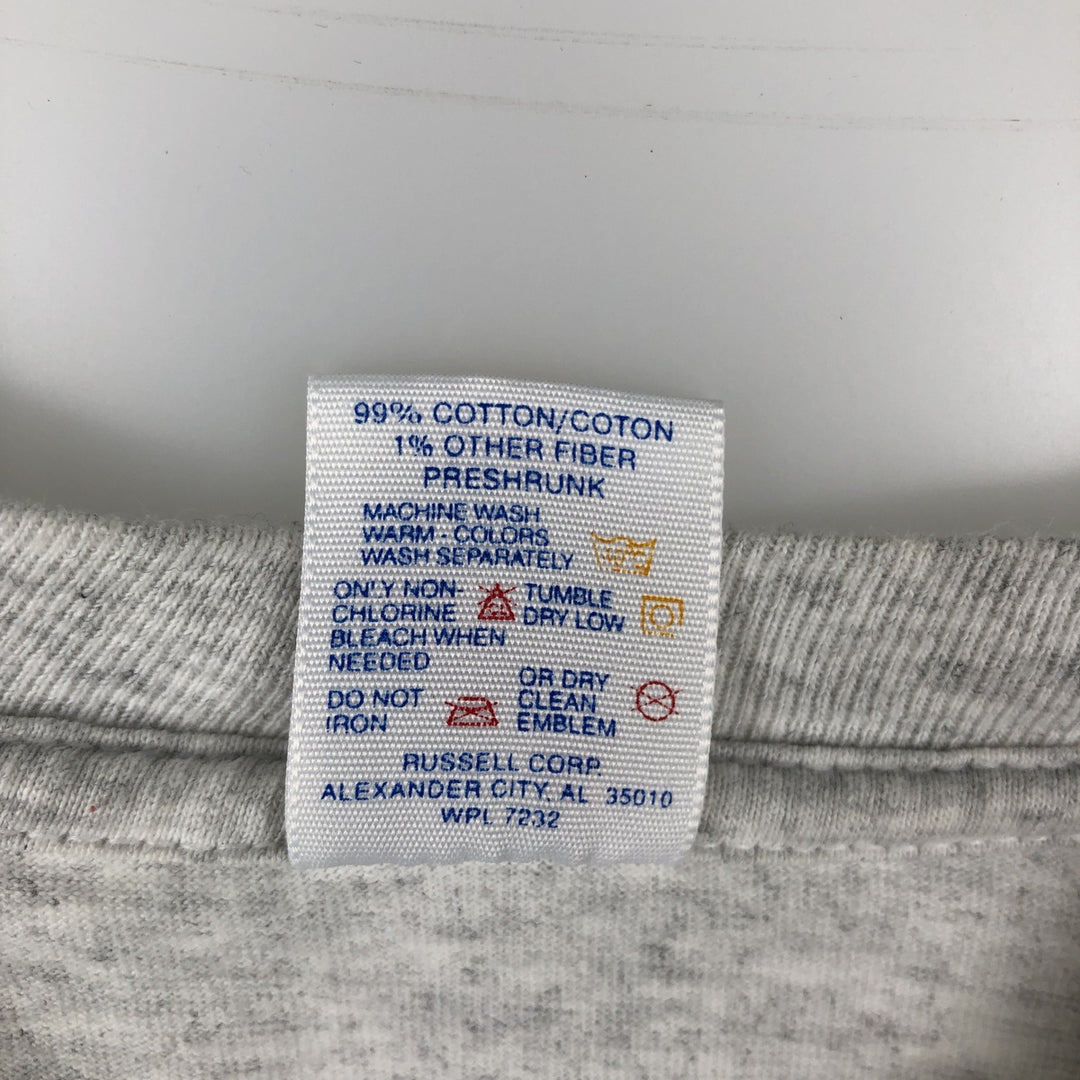 90'S Jerzees Printed T-shirt Made in USA Men's L Size Vintage cotton white type Vintage Second Hand