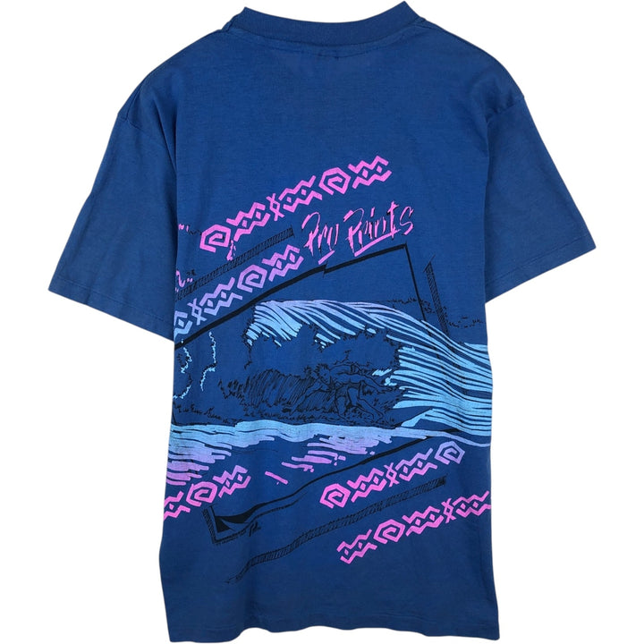 Vintage 80'S Hanes printed T-shirt, made in the USA, size L for men cotton blue type Vintage Second Hand