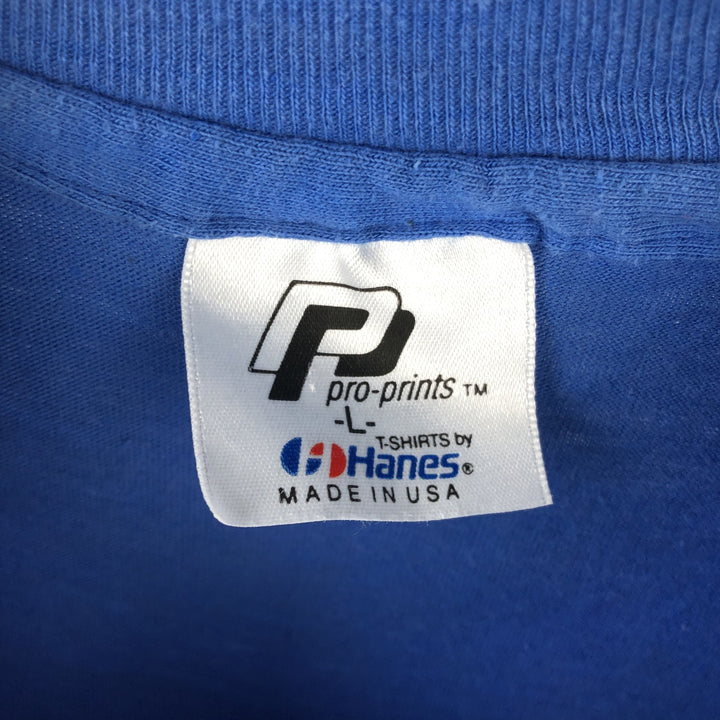 Vintage 80'S Hanes printed T-shirt, made in the USA, size L for men cotton blue type Vintage Second Hand