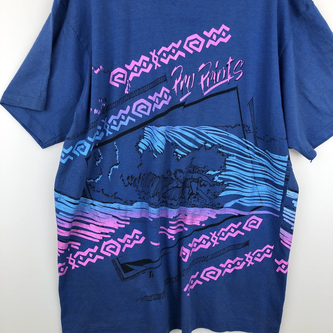 Vintage 80'S Hanes printed T-shirt, made in the USA, size L for men cotton blue type Vintage Second Hand