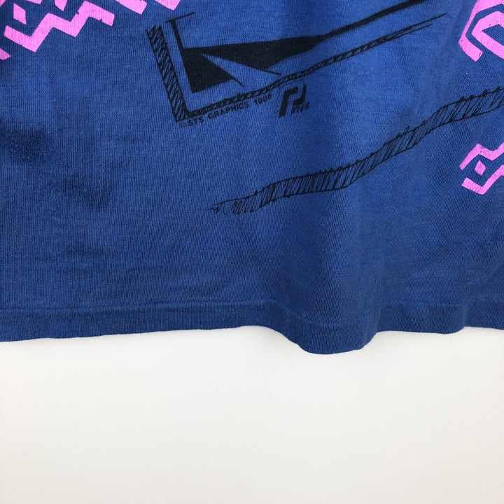 Vintage 80'S Hanes printed T-shirt, made in the USA, size L for men cotton blue type Vintage Second Hand
