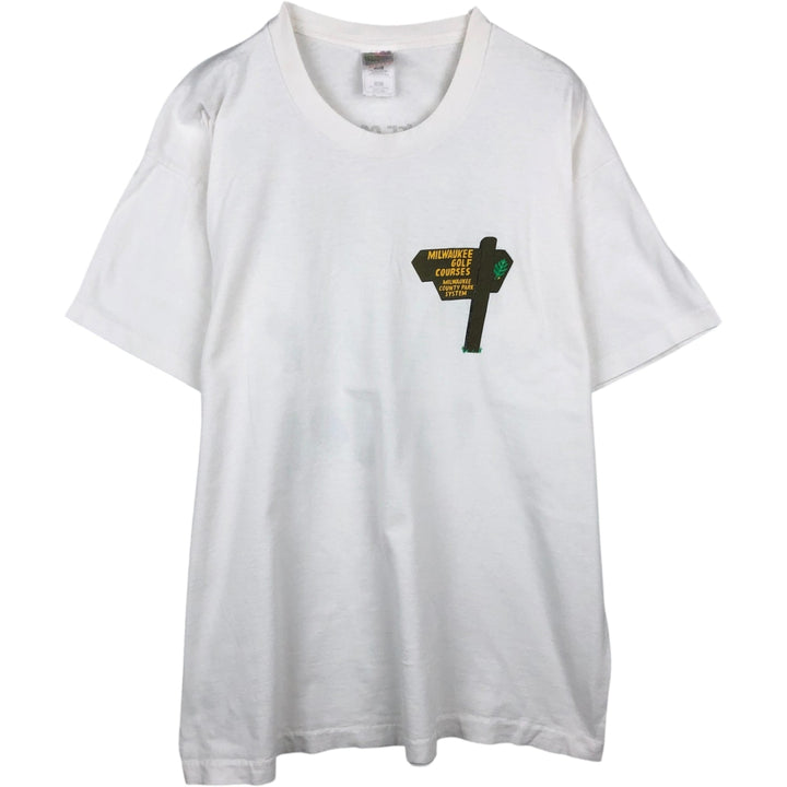 90'S Fruit of the Loom Heavy Cotton Printed T-Shirt Made in USA Men's XL Vintage cotton white type Vintage Second Hand