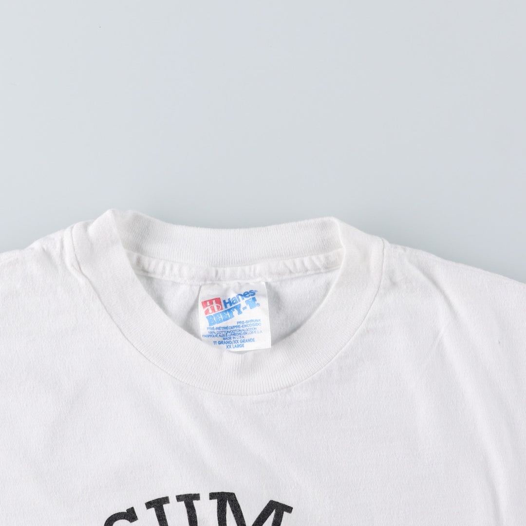 90'S Hanes BEEFY-T Blue Tag Printed T-Shirt, Made in USA, Men's XXL equivalent, Vintage cotton white type Vintage Second Hand