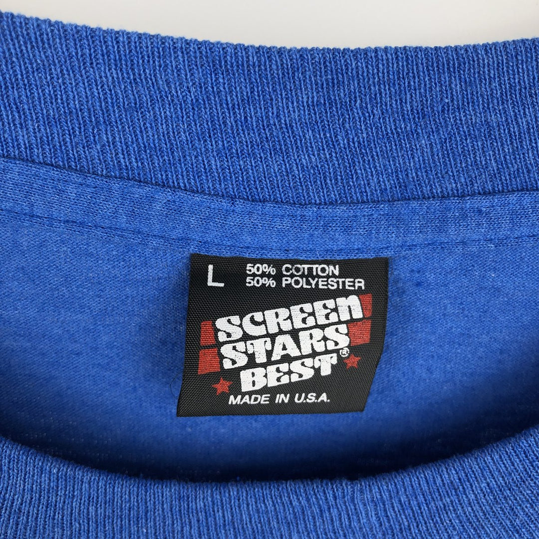 90'S Screen Stars Best Printed T-shirt Made in USA Men's L Vintage cotton blue type Vintage Second Hand