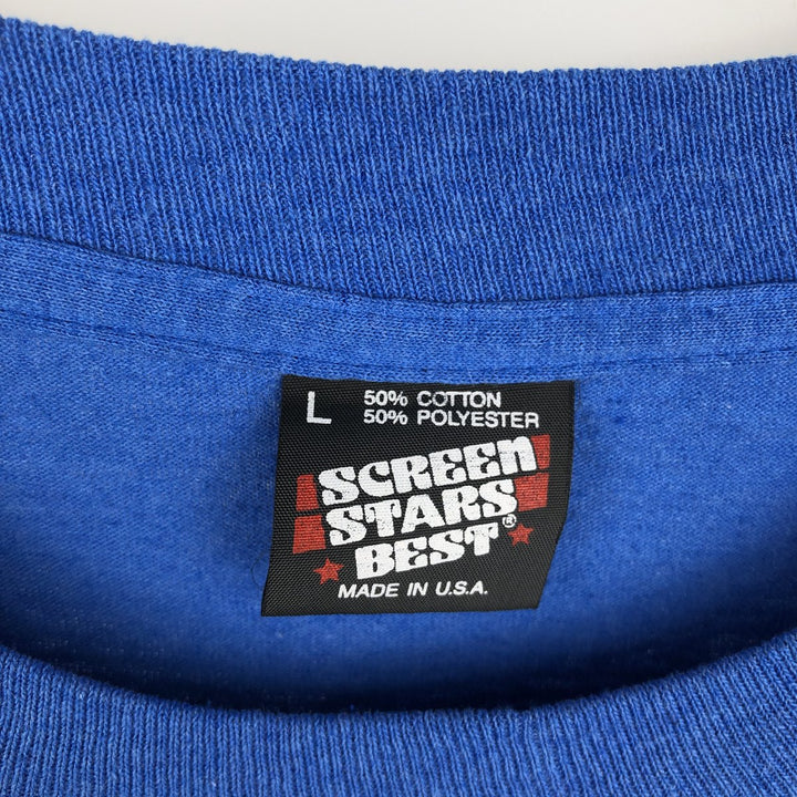 90'S Screen Stars Best Printed T-shirt Made in USA Men's L Vintage cotton blue type Vintage Second Hand