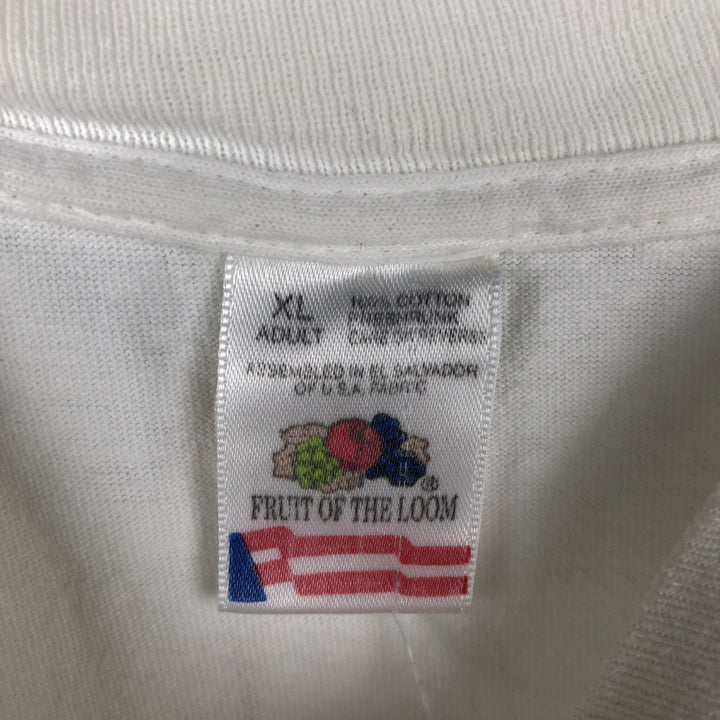 90'S Fruit of the Loom printed T-shirt, made in the USA, men's XL size, vintage cotton white type Vintage Second Hand