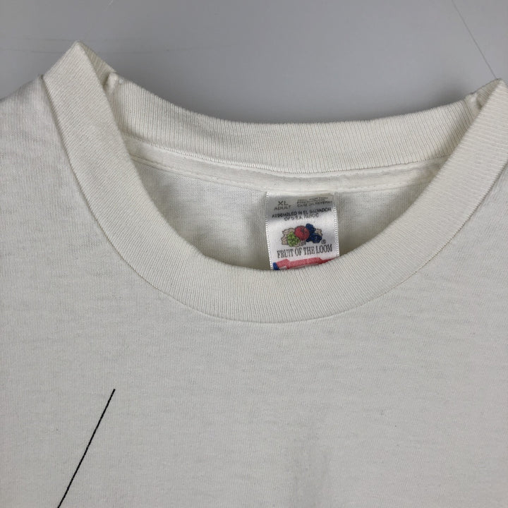 90'S Fruit of the Loom printed T-shirt, made in the USA, men's XL size, vintage cotton white type Vintage Second Hand