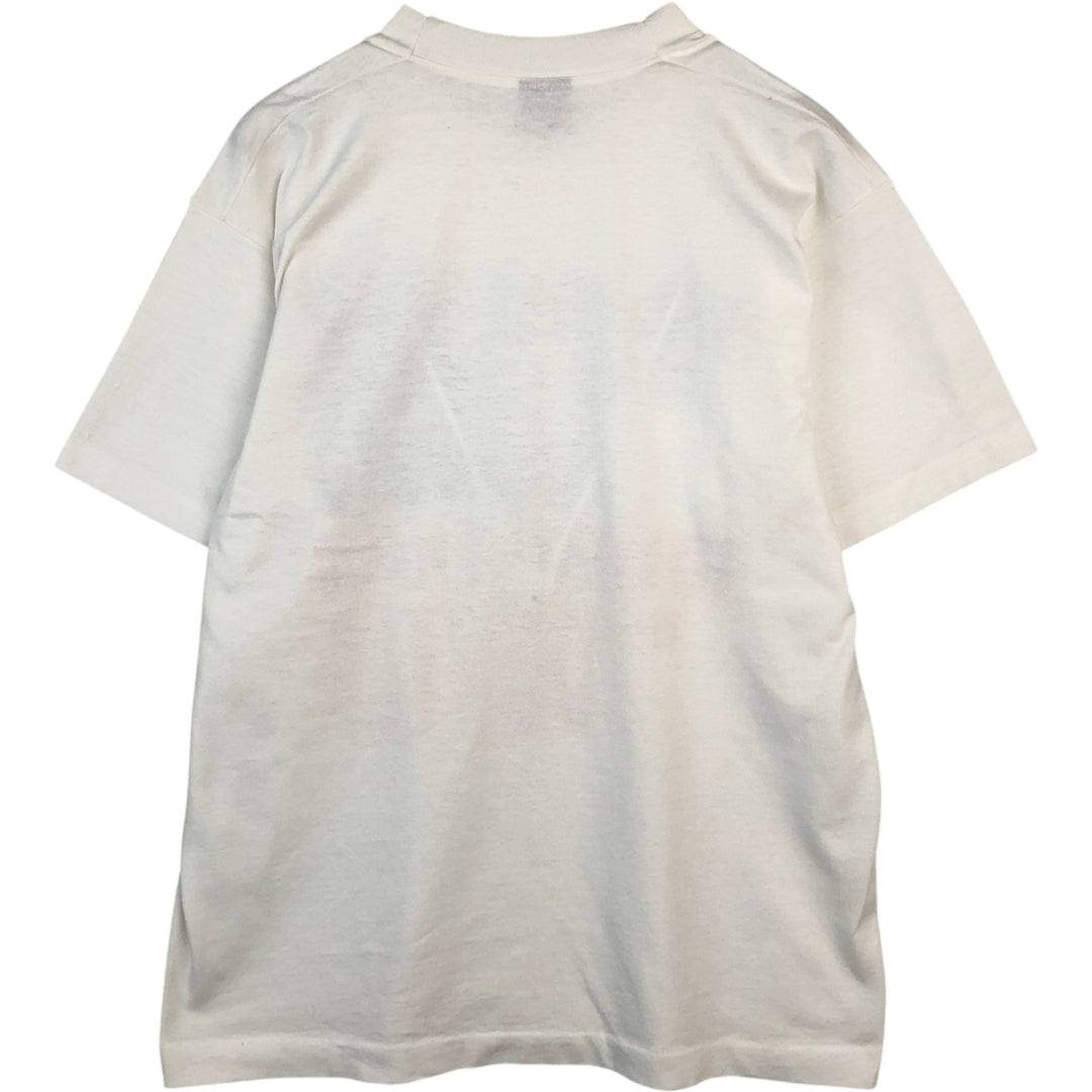 90'S Fruit of the Loom Message Print T-Shirt Made in USA Men's L Size Vintage cotton white type Vintage Second Hand