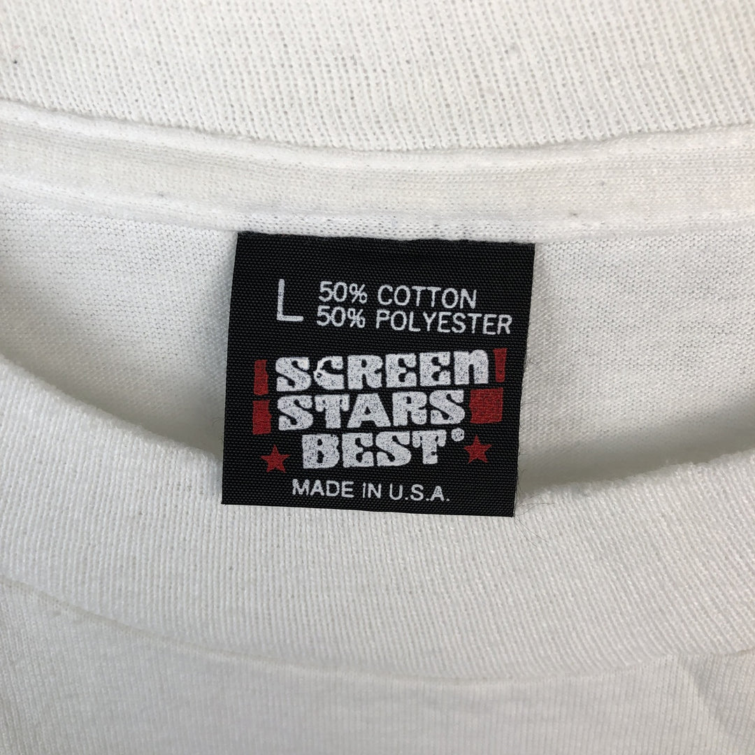 90'S Fruit of the Loom Message Print T-Shirt Made in USA Men's L Size Vintage cotton white type Vintage Second Hand