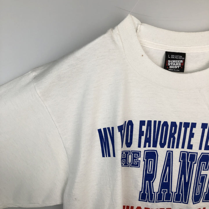 90'S Fruit of the Loom Message Print T-Shirt Made in USA Men's L Size Vintage cotton white type Vintage Second Hand