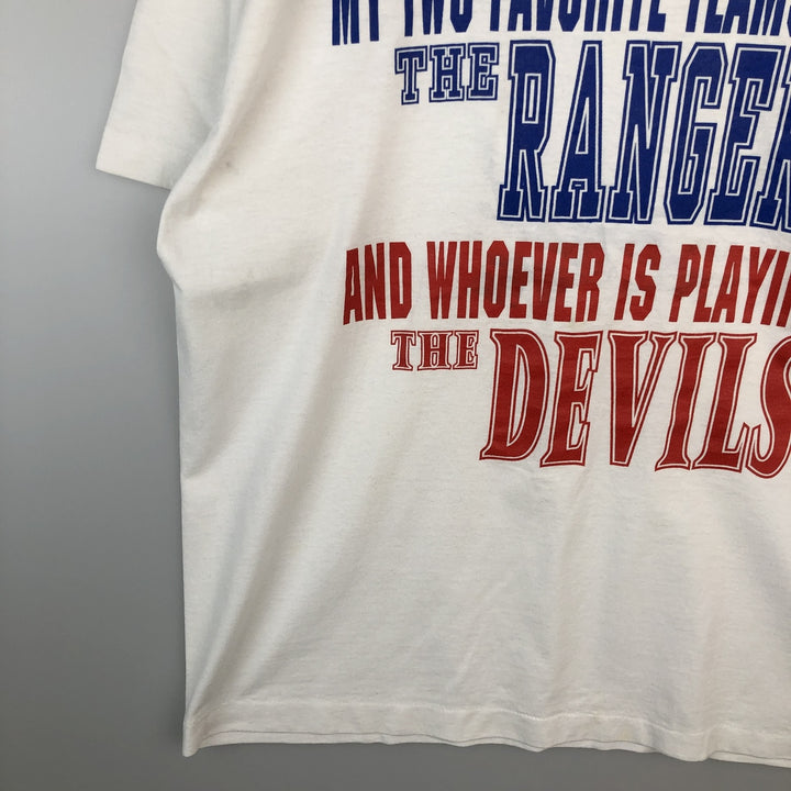 90'S Fruit of the Loom Message Print T-Shirt Made in USA Men's L Size Vintage cotton white type Vintage Second Hand