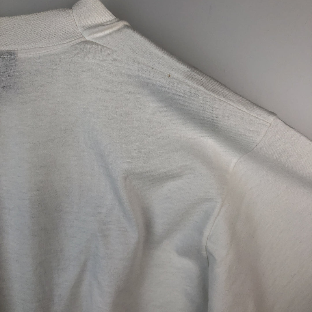 90'S Fruit of the Loom Message Print T-Shirt Made in USA Men's L Size Vintage cotton white type Vintage Second Hand